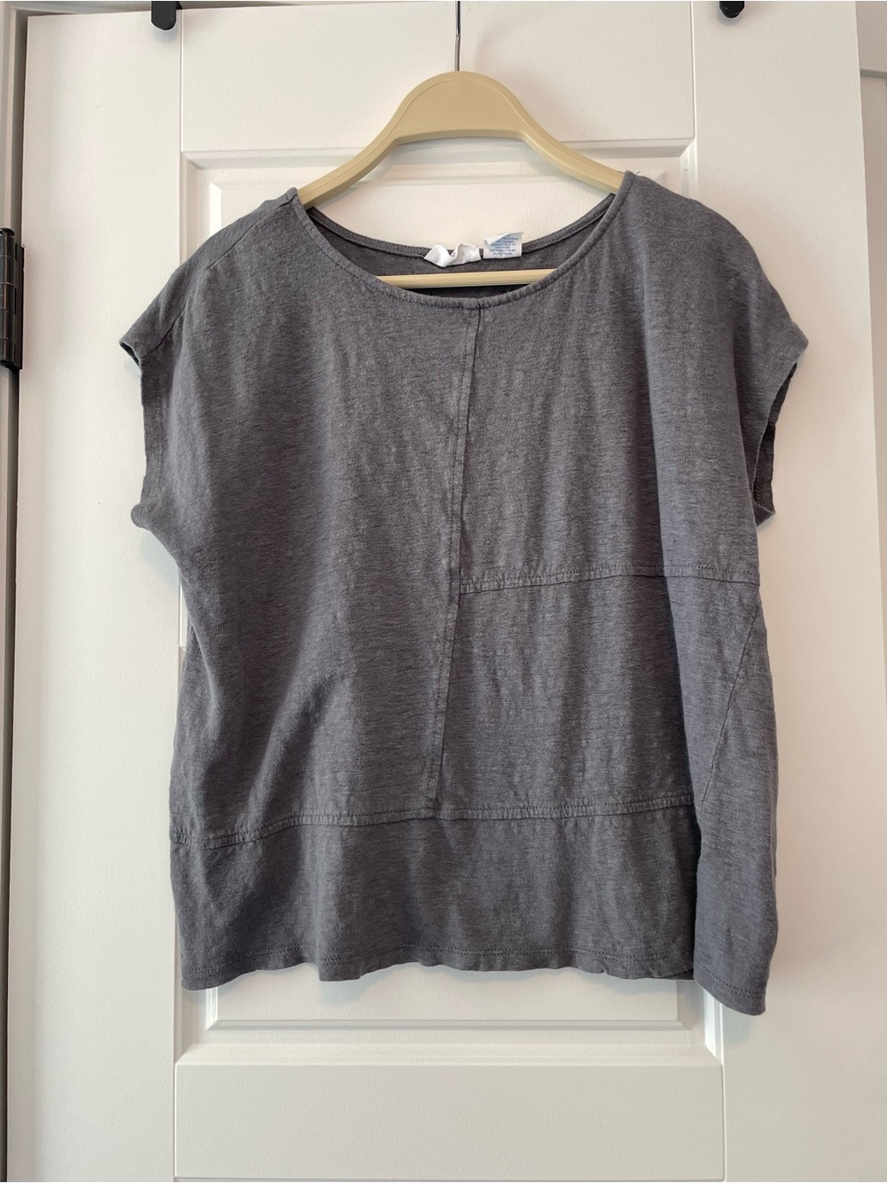 Sigrid Olsen Short Sleeve Crewneck Top - Charcoal Gray